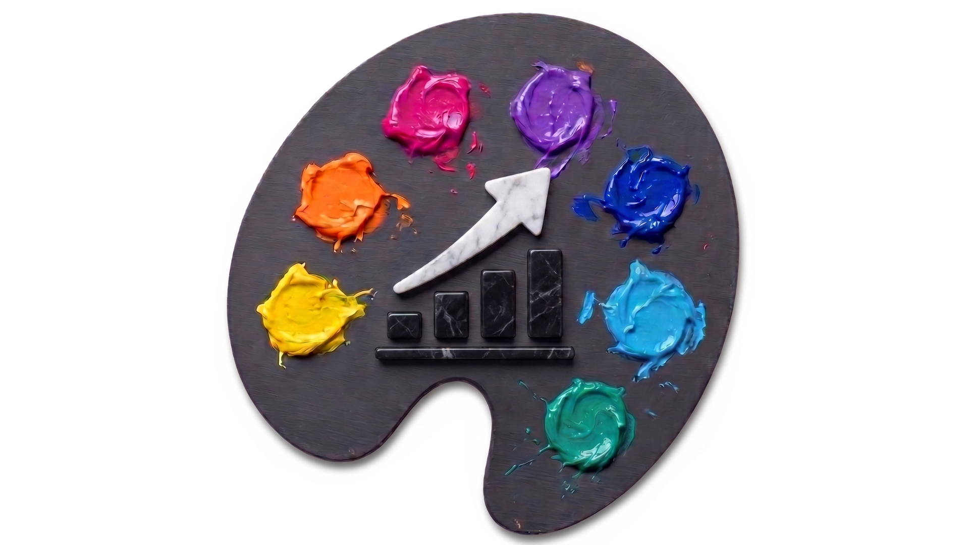 Artist's palette with a growth chart — where art meets business