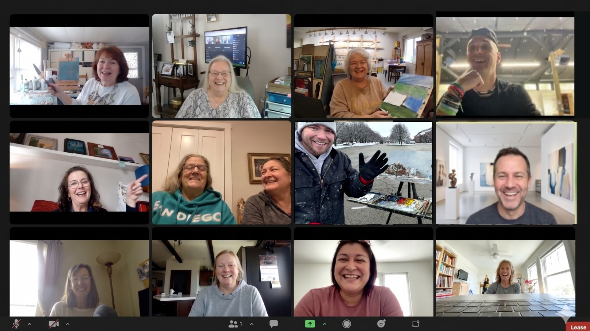 DreamChasers members on a live Zoom coaching call, laughing and sharing their work